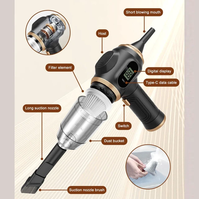Alt view image 3 of 7 - Pssopp Portable Car Vacuum Cleaner, Vacuums Cordless Rechargeable Vacuum for Home Car Portable Cleaner, Mini Handheld Handheld Cordless Nan