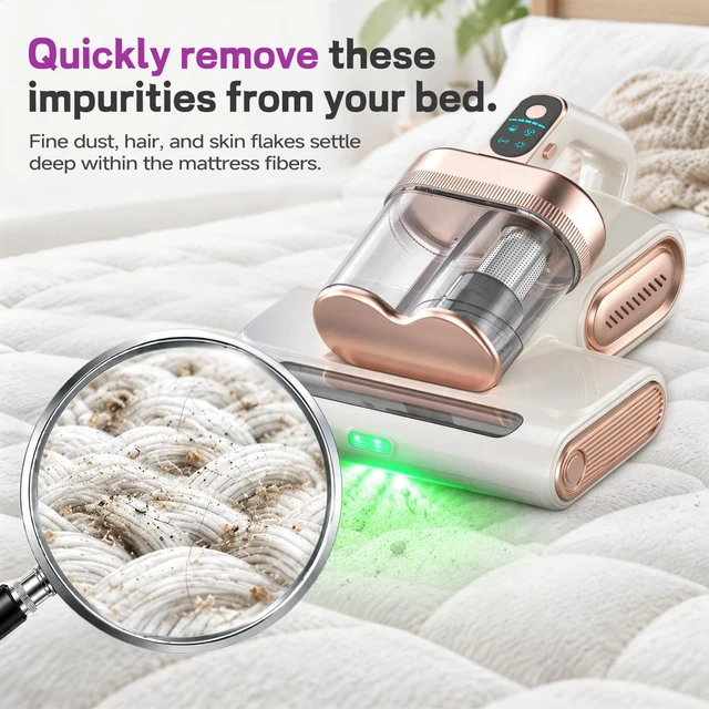 Alt view image 2 of 7 - Cordless Mattress Vacuum Cleaner Uv Sanitizing For Couch 18kpa Gifts White | Handheld Vacuum With Ultrasonic Cleaning And Fast Charging Removes Dust From Upholstered Furniture Christmas Gift For Her