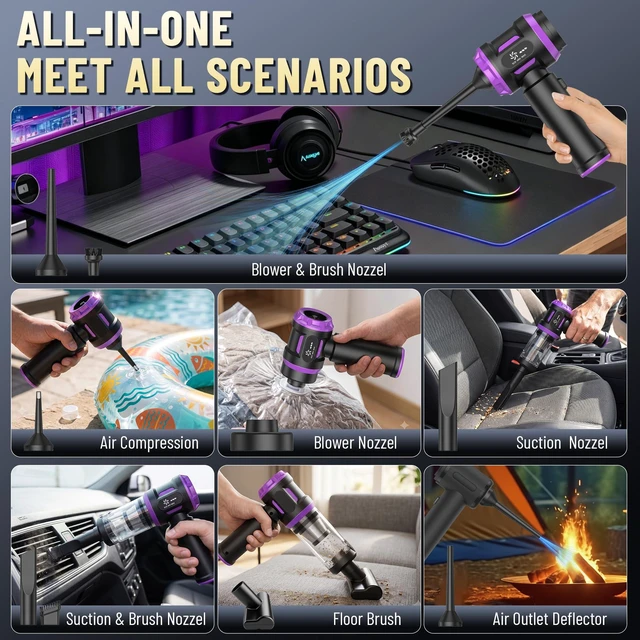Alt view image 2 of 7 - Handheld Car Vacuum Cleaner Cordless,Hand Held Vacuum and Air Duster | 20000PA 4-in-1 High Power car vacuum,6000mAh Rechargeable Mini Vacuum,3 Speed & Multi-Nozzles vaccum for Car,Home,Office,Pet