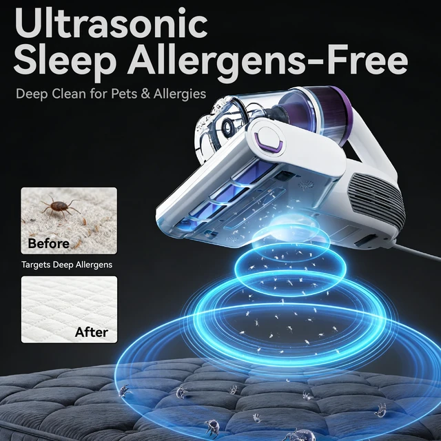 Alt view image 5 of 7 - LIMIOCASA Mattress Vacuum Cleaner for Fresher Sleep with UV-C & HEPA | Bed vacuum cleaner, visible dust sensor, 149°F heat, 16 ft cord, deep-clean bed, sofa, couch, pet areas