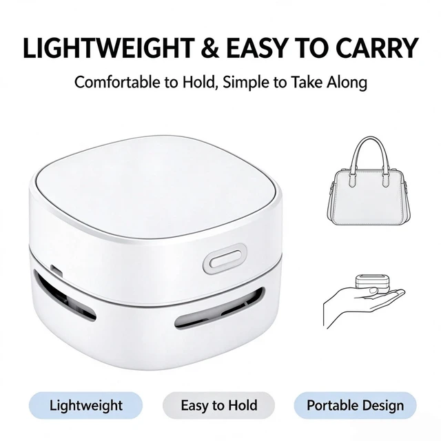 Alt view image 2 of 5 - LOOPANDA Mini Desk Vacuum Cleaner, Portable Handheld Vacuum, Desktop Vacuum for Keyboard, Computer, Office, Eraser Crumbs, Dust & Small Debris