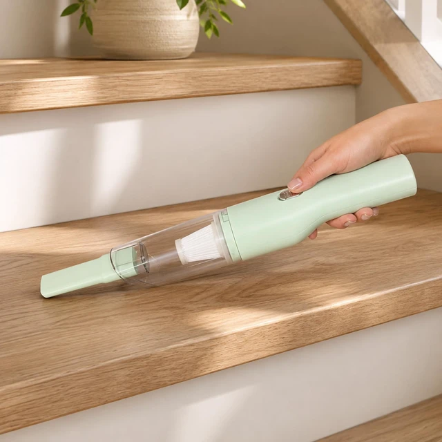 Alt view image 4 of 7 - Mini Plus Handheld Vacuum for Car, Desk, Keyboard, Pet Hair, Mint Green | Quick Cleanups, Tight Spaces, Rechargeable Portable, Crumbs, Sofa, Drawers, Seat Gaps, Washable Filter, Easy Storage