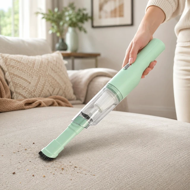 Alt view image 6 of 7 - Mini Plus Handheld Vacuum for Car, Desk, Keyboard, Pet Hair, Mint Green | Quick Cleanups, Tight Spaces, Rechargeable Portable, Crumbs, Sofa, Drawers, Seat Gaps, Washable Filter, Easy Storage