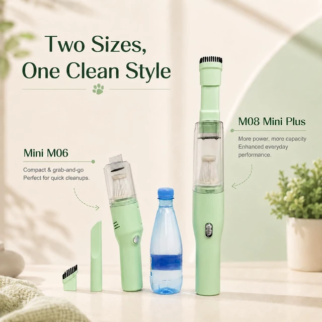 Alt view image 7 of 7 - Mini Plus Handheld Vacuum for Car, Desk, Keyboard, Pet Hair, Mint Green | Quick Cleanups, Tight Spaces, Rechargeable Portable, Crumbs, Sofa, Drawers, Seat Gaps, Washable Filter, Easy Storage