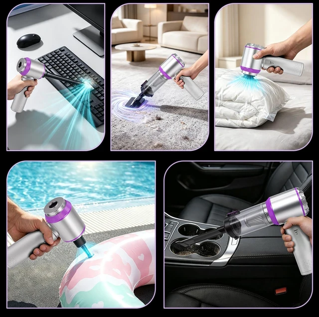 Alt view image 4 of 5 - Eleanora Cordless Portable Handheld Car Vacuum Cleaner, 20000PA High Power Hand Vac with One-Button Empty Dustbin, Multiple Nozzles Included for Car, Home & Office