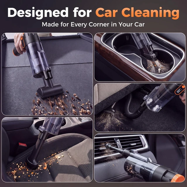 Alt view image 3 of 7 - Bsdgeclogy Cordless Handheld Vacuum, 18000Pa Car Vacuum Brushless Motor | 18000Pa car vacuum with blower & inflator, USB-C charging, HEPA filter, digital display, 2 modes, 30min runtime.