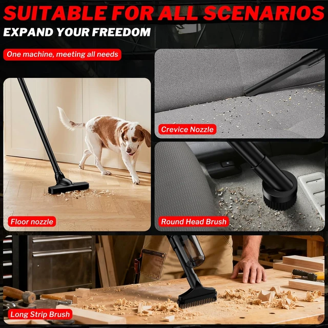 Alt view image 7 of 7 - Cordless Vacuum Cleaner for Milwaukee 18V Battery, 6 in 1 Handheld Electric Vacuum Cleaner with HEPA Filter and LED Light, 46 CFM Portable Hand Vacuum for Floor, Carpet, Car (Battery Not Included)