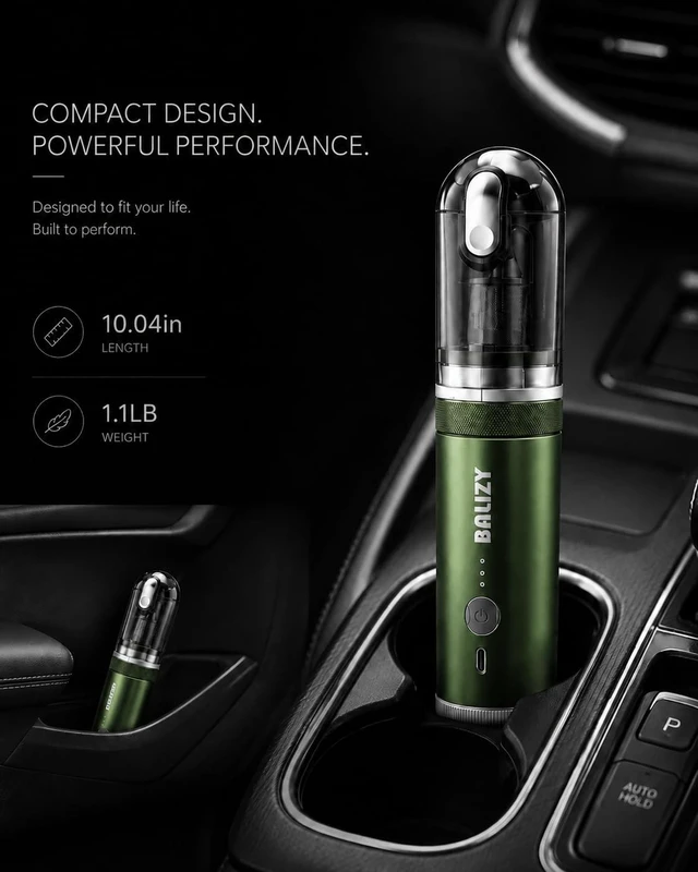 Alt view image 7 of 7 - BALIZY Handheld Vacuum4-in-1 Cordless Car vacuum cleaner&Air Blower,Green | Aluminum alloy body4 Suction Modes, 20KPa Suction Power,Portable Rechargeable, For Car, Pet Hair, Home, Office