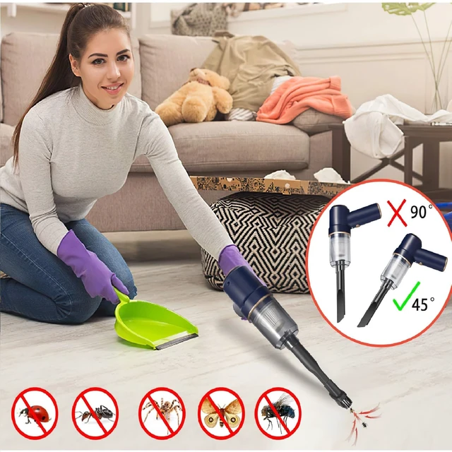 Alt view image 3 of 6 - KingFurt Car Vacuum Handheld Cordless Bug Vacuum Catcher for Adults | Rechargeable 2-in-1 Cordless Vacuum and Insect Catcher with LED Light and Multi-nozzles for Home, Office, and Car