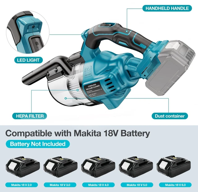 Alt view image 2 of 7 - CAMXTOOL Handheld Cordless Vacuum Cleaner Compatible with Makita 18V Battery, Portable Wireless Power Vacuum Cleaner, 4 Multi Nozzle, 2 HEPA Filter, Lightweigt Vacuum for Home Pet Hair, Car(Tool Only)