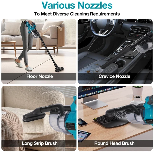 Alt view image 6 of 7 - CAMXTOOL Handheld Cordless Vacuum Cleaner Compatible with Makita 18V Battery, Portable Wireless Power Vacuum Cleaner, 4 Multi Nozzle, 2 HEPA Filter, Lightweigt Vacuum for Home Pet Hair, Car(Tool Only)