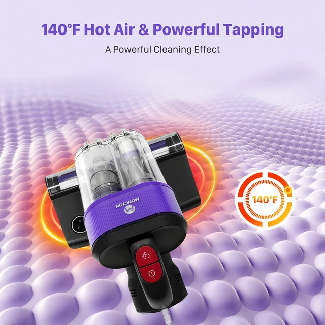 Alt view image 5 of 7 - WFEVL Mattress Vacuum Cleaner, 18kPa Suction Handheld Bed VacuumCorded | Dual Dust Cup, UV-C Light & Heating,16.5FT Cord, 0.5L Dust TankHEPA Filter, Handheld Vacuum for Bed, Sofa, Couch, Crib