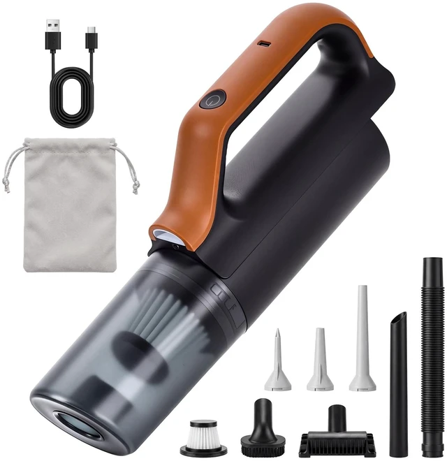 Main image of Bsdgeclogy Cordless Handheld Vacuum, 4-in-1 Car Vacuum USB-C Rechargeable | 4-in-1 vacuum with LED light, large dust cup, 11 accessories, lightweight design, for car and home cleaning.
