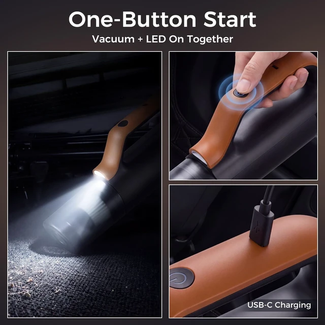 Alt view image 4 of 7 - Bsdgeclogy Cordless Handheld Vacuum, 4-in-1 Car Vacuum USB-C Rechargeable | 4-in-1 vacuum with LED light, large dust cup, 11 accessories, lightweight design, for car and home cleaning.