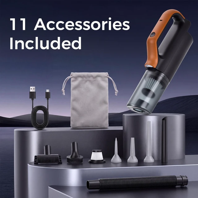 Alt view image 6 of 7 - Bsdgeclogy Cordless Handheld Vacuum, 4-in-1 Car Vacuum USB-C Rechargeable | 4-in-1 vacuum with LED light, large dust cup, 11 accessories, lightweight design, for car and home cleaning.