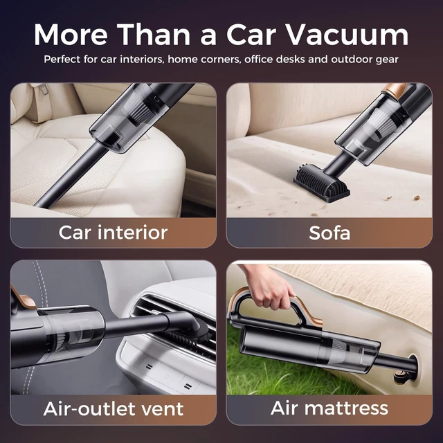 Alt view image 7 of 7 - Bsdgeclogy Cordless Handheld Vacuum, 4-in-1 Car Vacuum USB-C Rechargeable | 4-in-1 vacuum with LED light, large dust cup, 11 accessories, lightweight design, for car and home cleaning.