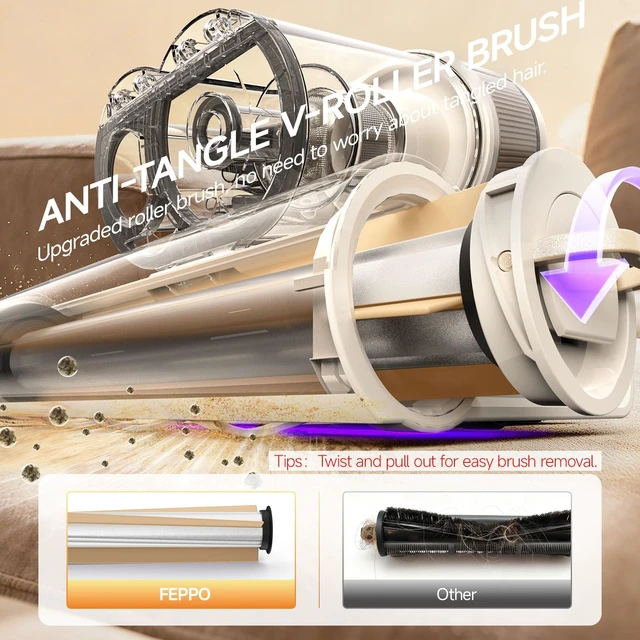 Alt view image 7 of 7 - FEPPO Mattress Vacuum Cleaner PRO, 4-in-1 16Kpa Bed Vacuum with UV-C Light | 140°F Heat, HEPA Filter, Ultrasonic & 40,000 BPM, Handheld Vacuums Cleaner for Bed, Sofa, Couch, Crib(Corded, 550W)