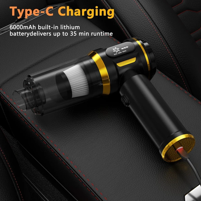 Alt view image 6 of 7 - Loiccky Car Vacuum Portable Cordless - 22000Pa Suction & 7-in-1 Pump | 126k RPM brushless motor Handheld Vacuum Cleaner & 120W power offer 3 modes. USB rechargeable for car, home, & office