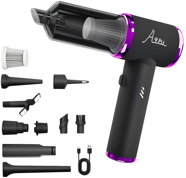 Main image of AQPU Cordless Handheld Vacuum Cleaner, 25000PA Powerful Suction 2-in-1 Portable Car Vacuum & Air Blower with Multi-Nozzles, USB Type-C Rechargeable Mini Vac for Car Home Pet Bed Keyboard