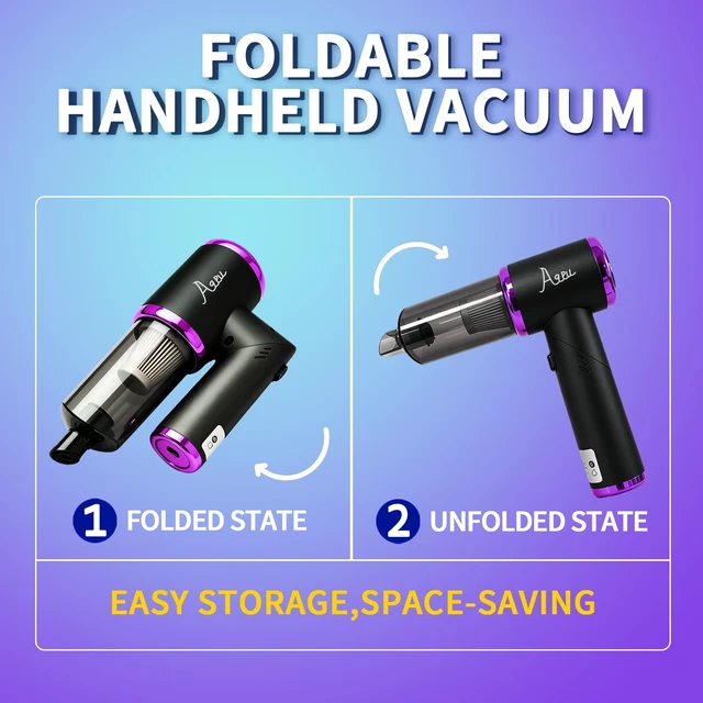 Alt view image 2 of 7 - AQPU Cordless Handheld Vacuum Cleaner, 25000PA Powerful Suction 2-in-1 Portable Car Vacuum & Air Blower with Multi-Nozzles, USB Type-C Rechargeable Mini Vac for Car Home Pet Bed Keyboard