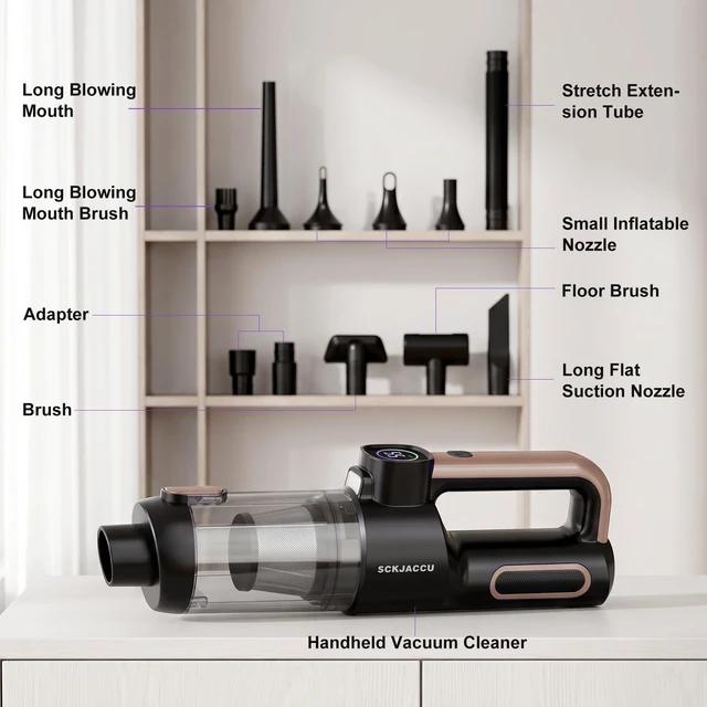 Alt view image 2 of 7 - SCKJACCU Cordless Pet Hair Handheld Vacuum Cleaner with 6000mAH Capacity | 130W Brushless Quiet Power Motor,With Long Suction Nozzle For Carpet,Couch,Car, Home, Office, Dog Vacuum,CatHair