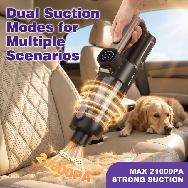 Alt view image 3 of 7 - SCKJACCU Cordless Pet Hair Handheld Vacuum Cleaner with 6000mAH Capacity | 130W Brushless Quiet Power Motor,With Long Suction Nozzle For Carpet,Couch,Car, Home, Office, Dog Vacuum,CatHair