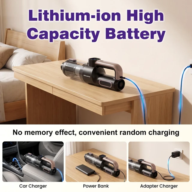 Alt view image 7 of 7 - SCKJACCU Cordless Pet Hair Handheld Vacuum Cleaner with 6000mAH Capacity | 130W Brushless Quiet Power Motor,With Long Suction Nozzle For Carpet,Couch,Car, Home, Office, Dog Vacuum,CatHair