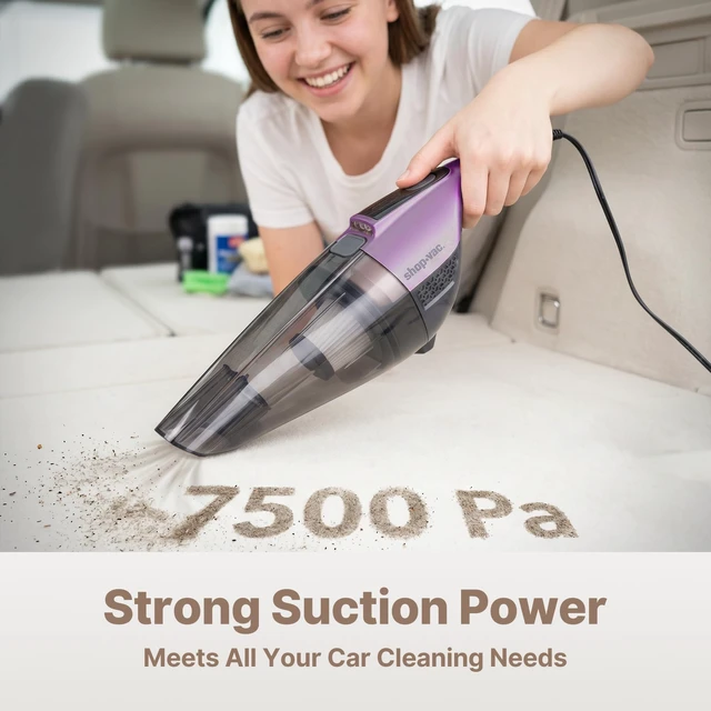 Alt view image 4 of 7 - Shop-Vac S1 12V Car Vacuum Portable, Cigarette Lighter Plug, Purple | Dual-Speed Powerful Handheld Vacuum with Multiple Nozzles, Hand Vacuum for Deep Interior Detail Cleaning, 10 FT Cord