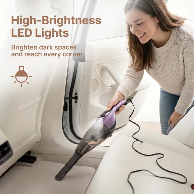 Alt view image 5 of 7 - Shop-Vac S1 12V Car Vacuum Portable, Cigarette Lighter Plug, Purple | Dual-Speed Powerful Handheld Vacuum with Multiple Nozzles, Hand Vacuum for Deep Interior Detail Cleaning, 10 FT Cord