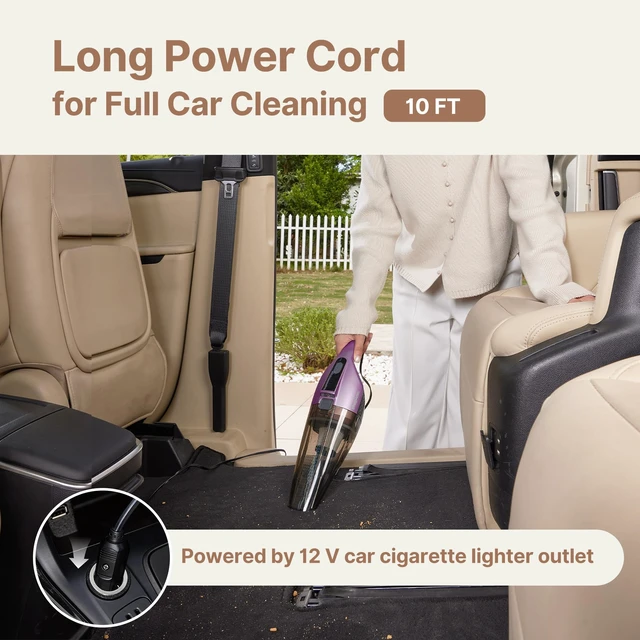 Alt view image 7 of 7 - Shop-Vac S1 12V Car Vacuum Portable, Cigarette Lighter Plug, Purple | Dual-Speed Powerful Handheld Vacuum with Multiple Nozzles, Hand Vacuum for Deep Interior Detail Cleaning, 10 FT Cord