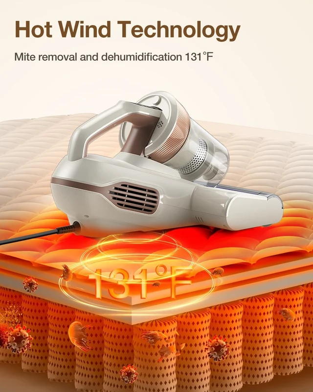 Alt view image 4 of 7 - Jimmy Mattress Vacuum Cleaner, Bed Vacuum with UV & Ultrasound, High Heating, Smart Dust Sensor, 15Kpa Powerful Suction, Lightweight, Deep Clean Dust and Pet Hair in One Go(BX6 Lite, Corded)
