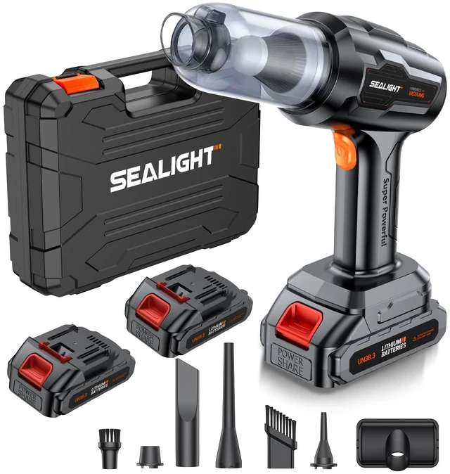 Main image of SEALIGHT Car Vacuum Portable Cordless, 21000pa High Power Handheld Car Vacuum, Two Batteries Long Endurance, 18v/120w Portable Vacuum Cleaner for Car & Home