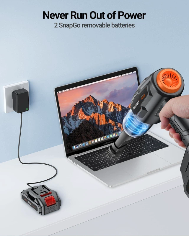 Alt view image 6 of 6 - SEALIGHT Car Vacuum Portable Cordless, 21000pa High Power Handheld Car Vacuum, Two Batteries Long Endurance, 18v/120w Portable Vacuum Cleaner for Car & Home