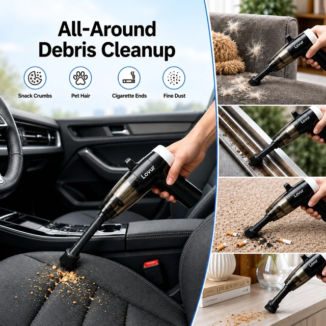 Alt view image 7 of 7 - Lovur Handheld Vacuum Cleaner, 10000Pa Cordless Car Vacuum with LED Light | 5-in-1 Cordless Vacuum with 10000Pa Suction, LED Light, HEPA Filter and Multi-Nozzles for Car & Home