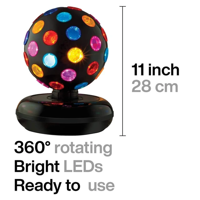 Alt view image 4 of 7 - Kicko Spinning Disco Ball - 11-Inch Disco Ball Decor with Party Lights 360 Degree Rotating Neon LED Light for Kids and Adults - Colorful Flashing for 80s Party and Events