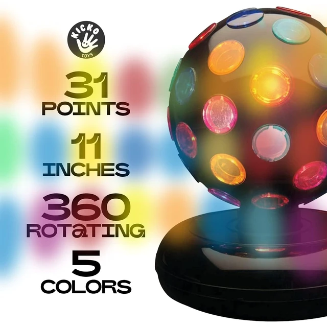 Alt view image 3 of 7 - Kicko Spinning Disco Ball - 11-Inch Disco Ball Decor with Party Lights 360 Degree Rotating Neon LED Light for Kids and Adults - Colorful Flashing for 80s Party and Events
