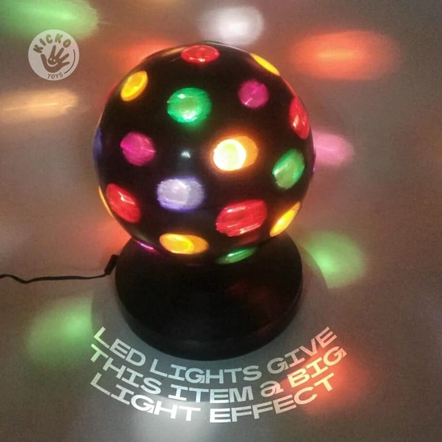 Alt view image 7 of 7 - Kicko Spinning Disco Ball - 11-Inch Disco Ball Decor with Party Lights 360 Degree Rotating Neon LED Light for Kids and Adults - Colorful Flashing for 80s Party and Events