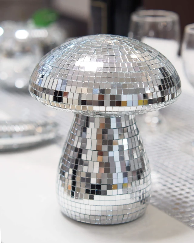 Alt view image 2 of 7 - Brillantreal 7" Silver Mushroom Disco Ball Decor | Handmade Mirror Mushroom Reflects Light Beautifully for Parties, Bars and Modern Home Décor