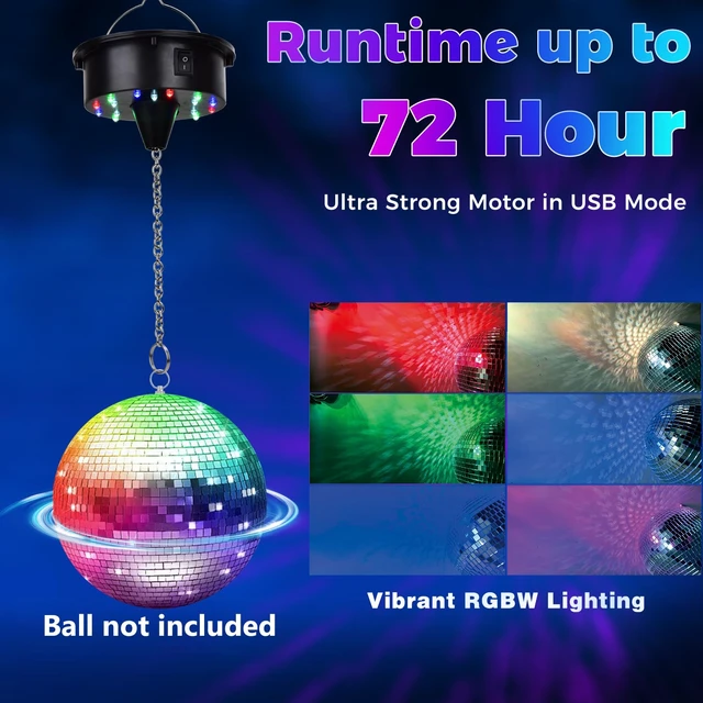 Alt view image 4 of 7 - Upgrade Rotating Disco Ball Motor Light, 6-12RPM Adjustable Speed Disco Ball Spinner Light for 8~24'' Large Heavy Duty Mirrorball Motor,Wedding Birthday DJ Party Decor (Upgraded Motor 2026)