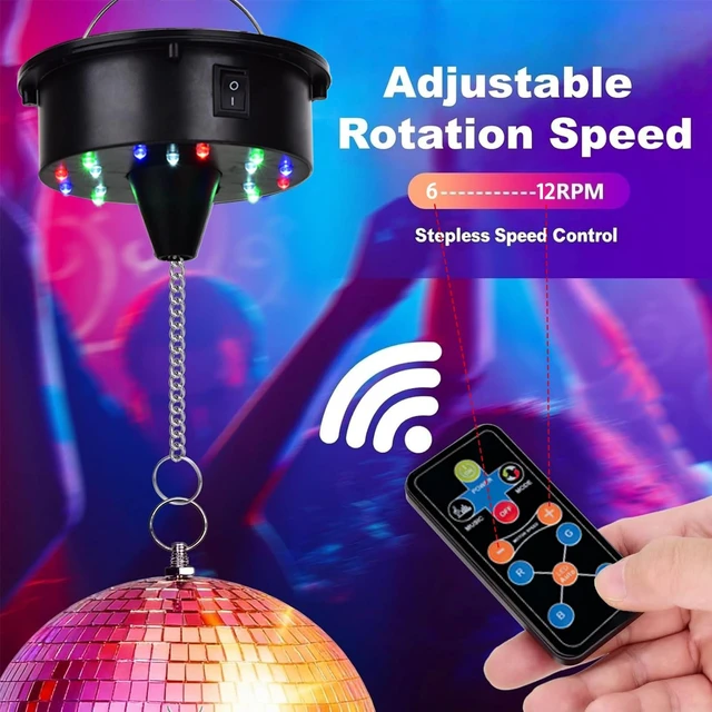 Alt view image 5 of 6 - Upgrade Rotating Disco Ball Motor Light, 6-12RPM Adjustable Speed Disco Ball Spinner Light for 8~24'' Large Heavy Duty Mirrorball Motor,Wedding Birthday DJ Party Decor (Disco Ball with Motor 2026)