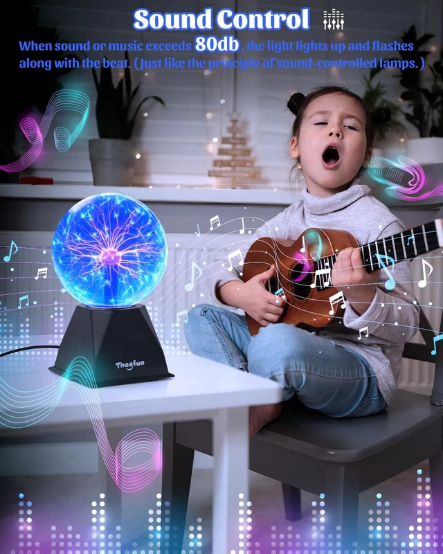 Alt view image 2 of 6 - Theefun Plasma Ball 6 Inch Plasma Lamp Touch & Sound Sensitive Plasma Globe | Blue Electric Lighting Novelty Light for Parties, Home, Prop, Room Decoration
