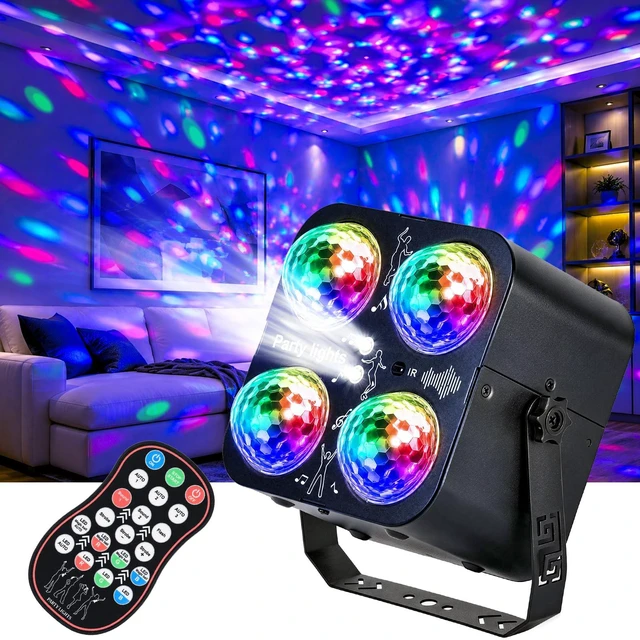 Main image of Disco Ball Party Lights, 4 Disco Balls Lights Sound Activated for Parties | DJ Disco Lights with Remote Control,RGB Strobe Light Type-CUSB Portable Stage Light for Birthday Halloween Christmas Karaoke