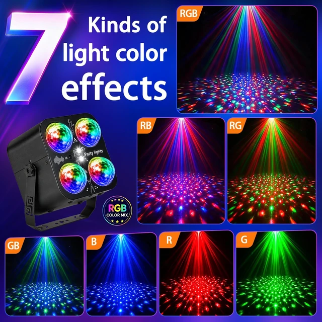Alt view image 2 of 7 - Disco Ball Party Lights, 4 Disco Balls Lights Sound Activated for Parties | DJ Disco Lights with Remote Control,RGB Strobe Light Type-CUSB Portable Stage Light for Birthday Halloween Christmas Karaoke