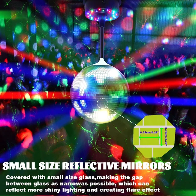 Alt view image 5 of 7 - 6''Rotating Mirrors Disco Ball Light Hanging Silver Glitter Ball with 5RPM-9RPM Adjustable Rotary Motor Base 24 RGB LED Mood Lights Great for Party Club Stage Dance Bar (USB Powered/Battery Powered