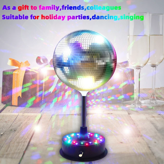 Alt view image 6 of 7 - 6''Rotating Mirrors Disco Ball Light Hanging Silver Glitter Ball with 5RPM-9RPM Adjustable Rotary Motor Base 24 RGB LED Mood Lights Great for Party Club Stage Dance Bar (USB Powered/Battery Powered