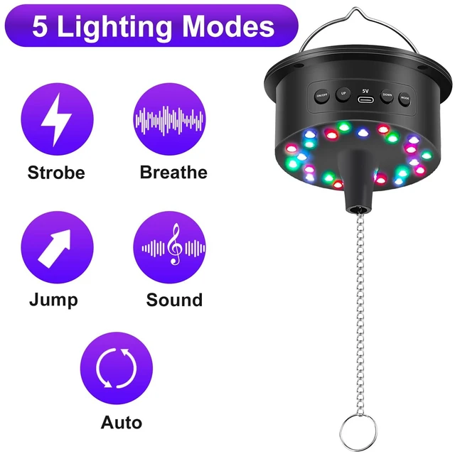 Alt view image 3 of 7 - Disco Ball with Lights, Palujorty 6'' Mirror Ball and 3-15 RPM 30 LED Motor with Remote for Disco Party Decoration, Wedding, Birthday(USB/Battery Powered)