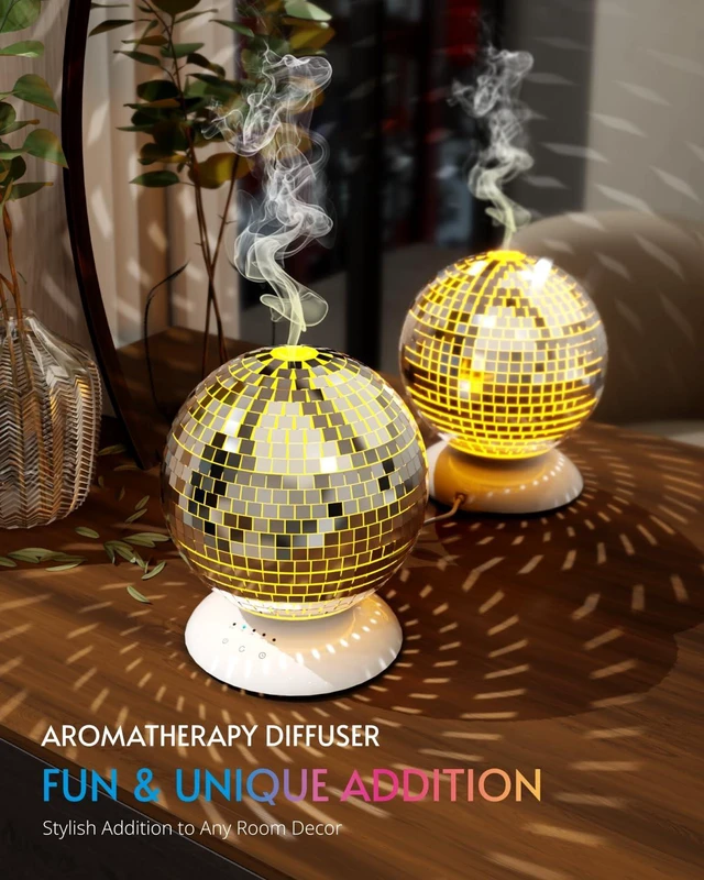Alt view image 4 of 6 - Disco Mirror Diffuser 360° Rotating 8 Ligth Modes 4 Timer Setting | Aromatherapy Diffuser, Cute Home Disco Decor Great Decoration and Accessories for Disco Party, Room, Office (Silver)