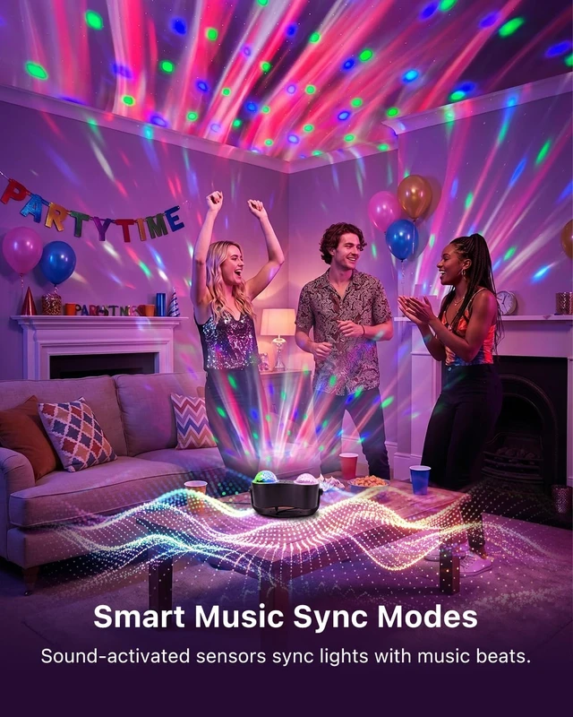 Alt view image 4 of 7 - FALOVE 3-in-1 Disco Two Ball Lights, Colorful Magic Lamp Aurora Effect | Remote Control, Sound Activation, Red & Green Beams, Dynamic Lighting for Karaoke Dance Home Party, Xmas and Halloween Decor