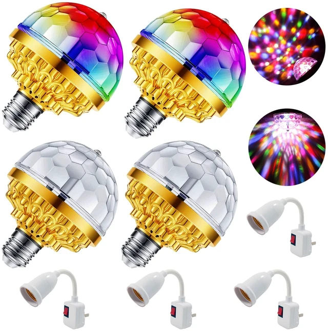 Main image of MIKWOAB 4 Pack Colorful Magic Rotating Ball Light, LED Plug in Disco Ball Light, RGB Disco Light Bulb, Party Lights Dj Disco Lights with Sockets for Home Room Dance Parties Bar Karaoke