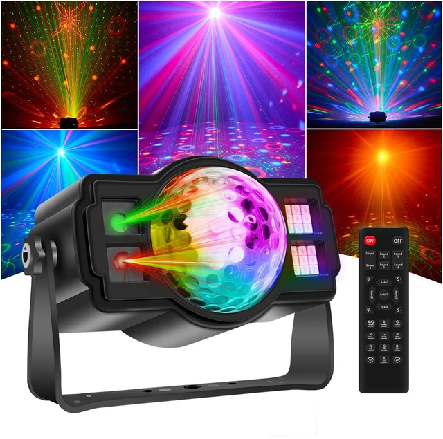 Main image of 3-in-1 Disco Ball Party Lights, Sound Activated DJ Strobe Light with 60 Patterns, USB Powered LED Projector for Room Decor, Birthday Gift, Christmas Halloween Glow Party Supplies, RGB Stage Lighting